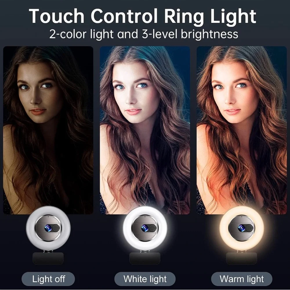 1080P FHD Webcam with Sony Sensor and Built-in Ring Light